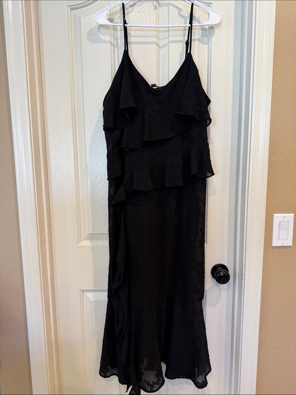 wild fable Black Ruffled Midi Slip Dress
